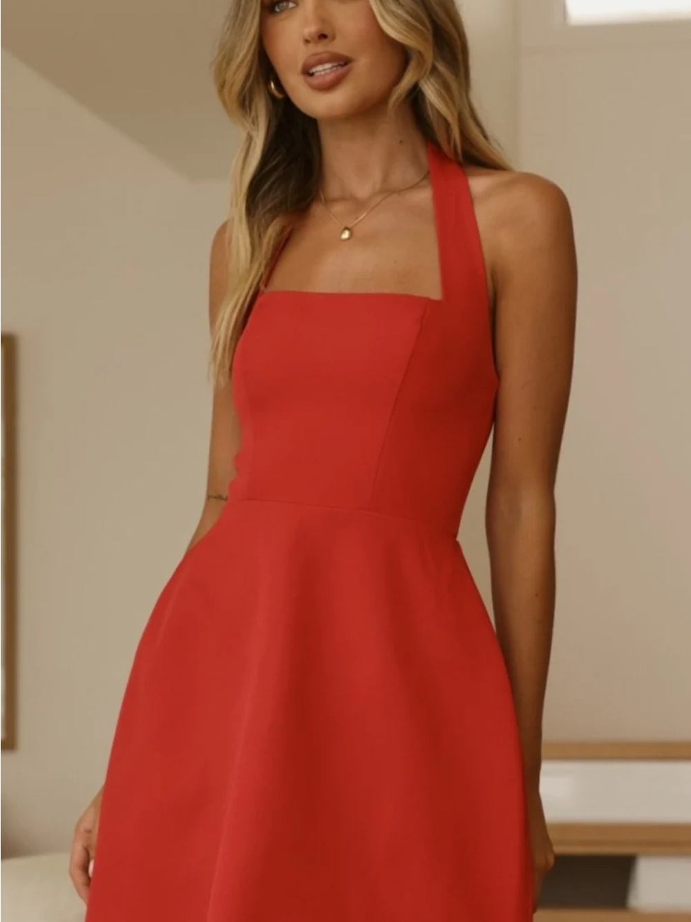 Red Halter A-Line Women's Dress